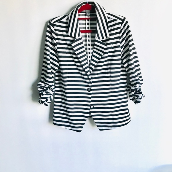 Suzy Shier Medium Strips Jacket Coat Blazer - Picture 3 of 7